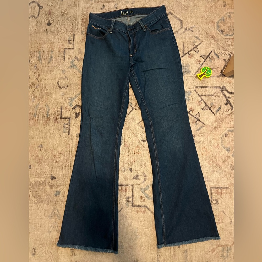 Kimes Ranch Lola raw hem- Mid Rise, Trouser Fit,  Wide Flare Leg. Size 8/32